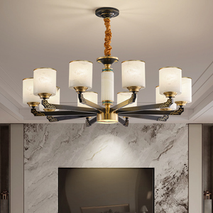 新中式吊灯全铜客厅大气现代简约创意中国风餐厅卧室书房云石灯具