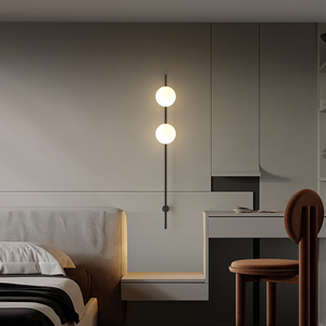 现代法式奶油风全铜长杆壁灯美式轻奢客厅墙灯北欧简约卧室床头灯