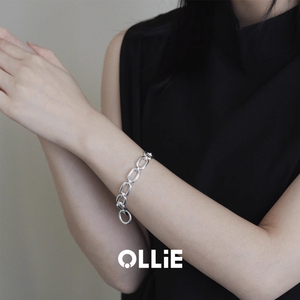 ollie是只猫｜方形几何s925纯银猪鼻子手链手镯 简约气质时尚叠戴