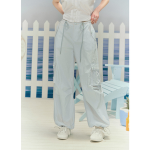 【梗豆物语】浅海湾 少女航海原创浅蓝色水色工装裤休闲纯色显瘦