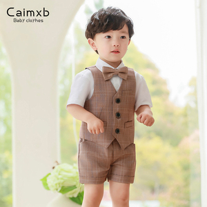 Caimxb男童小西装套装男宝一周岁礼服夏季宝宝洋气高端生日宴夏装