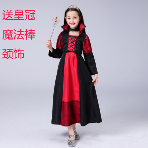 万圣节儿童坏皇后服装白雪公主裙演出服女童巫婆话剧恶毒王后表演