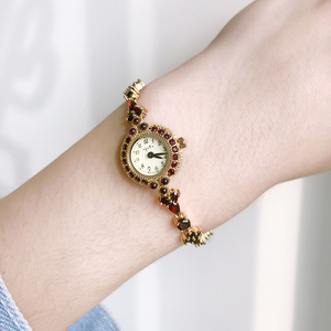 日本agete石榴石手表女士款小众轻奢复古风手链式vintage中古腕表