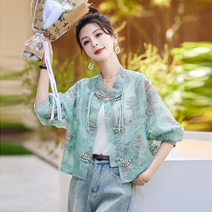新中式夏季防晒衣女重工刺绣短款外套2024夏季时尚新款女装棒球服