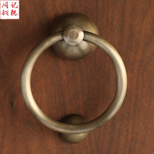 中式仿古大门纯铜圆环拉手老式门环复古实木门钹铜圆环兽头大把手