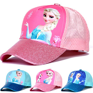 外贸款儿童帽子卡通淑女童夏天网帽户外遮阳鸭舌棒球帽