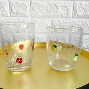忠俊 草莓 柠檬泡泡手工玻璃水杯果汁杯 60度以下使用 瑕疵