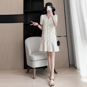 法式高级裙子女装夏季2024新款韩版气质名媛减龄洋气小香风连衣裙