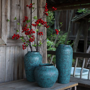 现代时尚中式陶瓷花瓶摆件客厅家居装饰品粗陶花插花器工艺品摆设