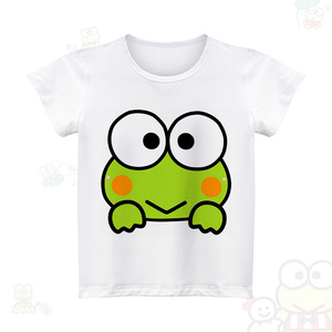 夏季短袖大眼青蛙圆领卡罗比可洛比t恤莫代尔上衣童装亲子装班服