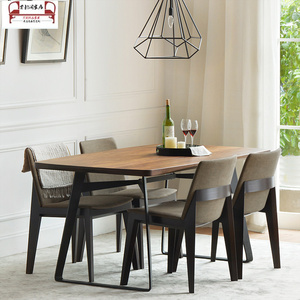 北美黑胡桃木餐桌北欧全实木餐桌椅组合6人意式餐厅家具大板餐台