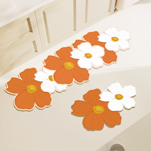 花卉厨房硅藻泥软地垫吸水吸油防滑卫生间脚垫浴室可裁剪长条地毯