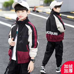儿童装男童秋装外套2021春秋新款8时尚加绒洋气5岁韩版运动上衣潮
