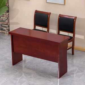 双人会议桌条桌培训桌1.4米条形桌简约实木皮长桌会议室桌椅组合
