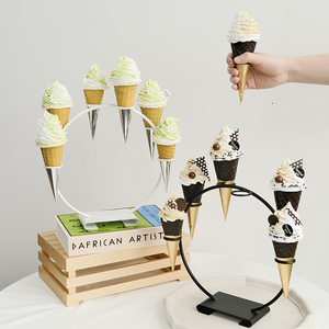 婚礼甜品台冰淇淋展示架子 铁艺甜筒架 网红冰激凌支架创意甜品架