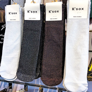 韩国女袜东大门Ksox新款袜子亮丝银葱亮晶晶长腰小腿袜百搭堆堆袜