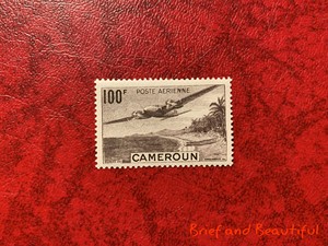 喀麦隆 风景风光飞机散票1枚100fr 雕刻版航空票 1944年 邮票
