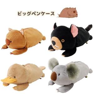 日本可爱卡通动物袋熊家族毛绒笔袋文具盒考拉黑熊鸭嘴兽学生文具