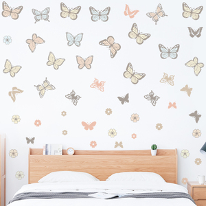 蝴蝶贴纸装饰小图案自粘卧室温馨墙面布置出租房屋墙上天花板改造