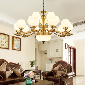 美式全铜客厅吊灯现代简约欧式餐厅灯具个性封口罩古铜卧室灯具