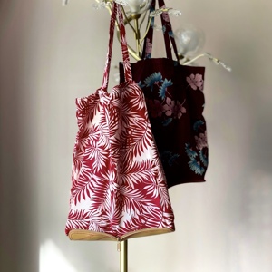澳大利亚MIMCO竹节纹植物日风印花购物折叠包便携环保袋书兜外单