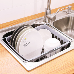 水槽沥水架可伸缩家用洗菜碗碟控水架沥水篮厨房水池置物架收纳篮