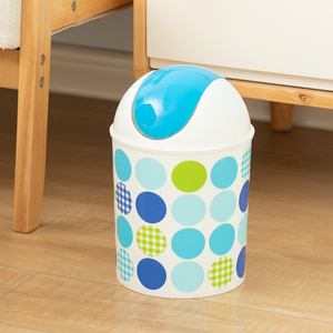 摇盖式创意客厅垃圾桶卫生间厨房带盖纸篓塑料家用小号圆点垃圾筒