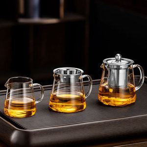 加厚玻璃公道杯泡茶壶茶漏一体分茶器功夫茶具耐热茶海大容量公杯