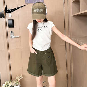 耐克顿女童套装夏季2024新款儿童夏装洋气时髦韩版潮短袖短裤衣服