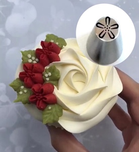 俄罗斯5瓣花裱花嘴一体成型韩式玫瑰花束套装（配裱花视频