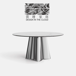 意式轻奢岩板圆餐桌奢石饭桌现代极简微晶石艺术设计师大理石餐台
