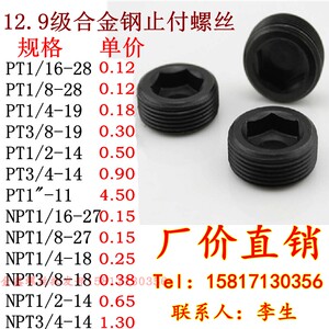 BSP进口喉塞 止付螺丝PT1/16-28 PT3/8-19 PT1/2-14 PT3/4-14 PT1