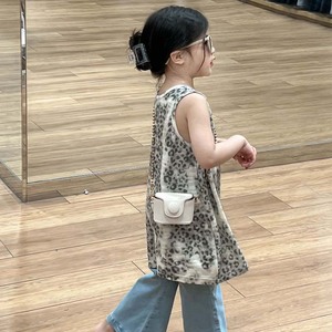 韩国女童豹纹背心连衣裙无袖时髦夏季裙子中小童女宝宝牛仔喇叭裤