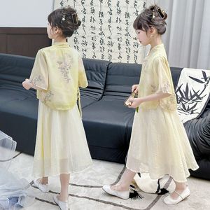 女童汉服连衣裙2024夏季新款新中式女大童夏装儿童国风套装唐装。