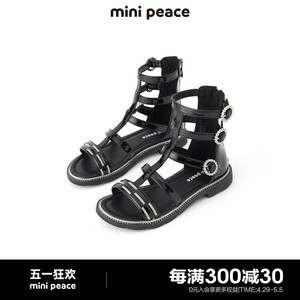 【专柜同款】minipeace太平鸟童装女童罗马鞋夏季高帮皮凉鞋洋气