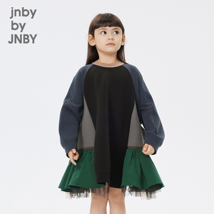 [空气层]江南布衣童装春圆领连衣裙拼接卫衣裙女童儿童jnbybyjnby