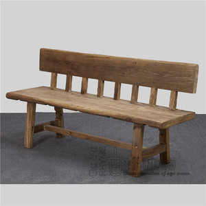 老门板排椅实木长方形靠背椅子老榆木沙发长条椅实木免漆田园餐椅