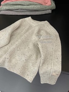 韩国代购男童羊绒衫2023秋冬装彩点纱儿童套头毛衣男童羊毛衫女童