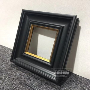 中式简约黑金色实木相框油画外框装裱大尺寸丙烯画框定制装饰挂墙