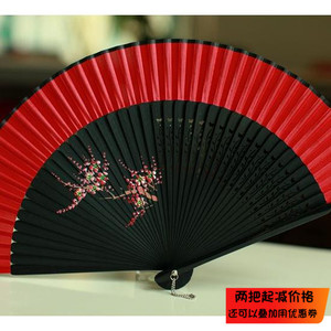 包邮精品女扇中国风夏季日用折扇手绘扇舞蹈扇旗袍扇 大红色