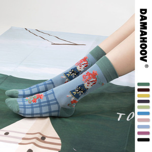 DAMAHOOV秋冬新品童话动物日系韩版袜子女卡通可爱厚中筒袜200针