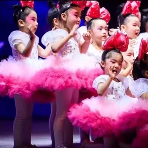六一儿童演出服女童蓬蓬裙蛋糕裙粉可爱公主纱裙幼儿园舞蹈表演服