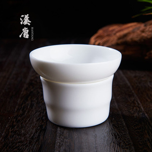 汉唐白瓷茶漏 茶滤套装陶瓷茶道配件羊脂玉手工创意滤茶器
