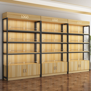 货架展示柜钢木置物架可调节陈列架落地简易超市多层收纳储物柜子