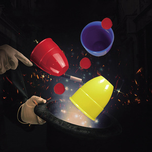 三仙归洞杯 三杯球 塑料制镀金色大号小号迷你版近景互动魔术道具