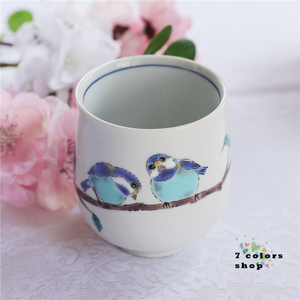 日本九谷烧山雀图茶壶配套汤吞日式陶瓷茶杯汤吞茶具水杯子