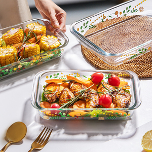 耐热玻璃烤盘烤箱用微波炉专用器皿鱼盘家用蒸鱼盘子菜盘水果焗饭