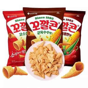 韩国进口LOTTE乐天妙脆角浓香烤玉米甜辣味香酥脆脆角儿童零食品