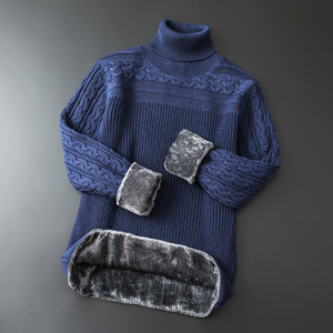 高领毛衣男加绒加厚秋冬季保暖新款韩版个性修身青年针织衫线衣潮