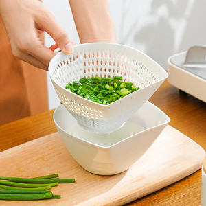 日本双层沥水篮家用洗菜篮小号水果盘洗蔬菜沥水篮筛洗菜塑料篮子